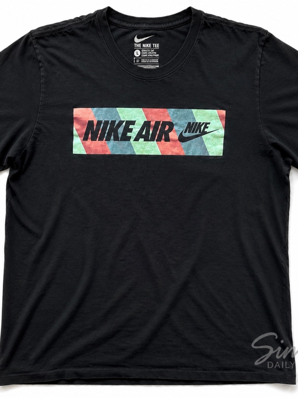 Nike Black Tee with Red, Teal, and Mint Chevron Nike Air Logo